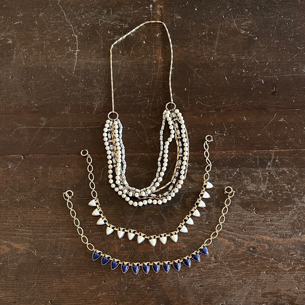 Chic Stella & Dot Gold and Blue Necklace Set